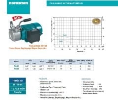 Momentum, PM25, 1Hp, 220V, Paslanmaz Gövdeli, Sıvı Transfer Pompası (1 ½ Giriş-Çıkış)