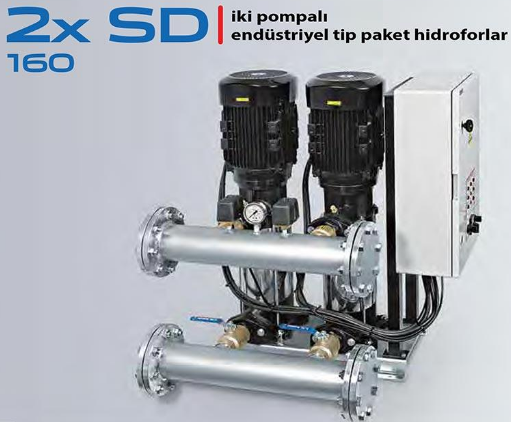 STAR 2xSD 160/7T 2x15 HP 380V DÜŞEY MİLLİ ÇİFT POMPALI ENDÜSTRİYEL TİP PAKET HİDROFOR (2 POMPALI)