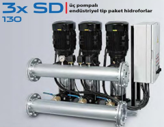 STAR 3xSD 130/7 T 3x10 HP 380V DÜŞEY MİLLİ ÜÇ POMPALI  PAKET HİDROFOR (3 POMPALI)