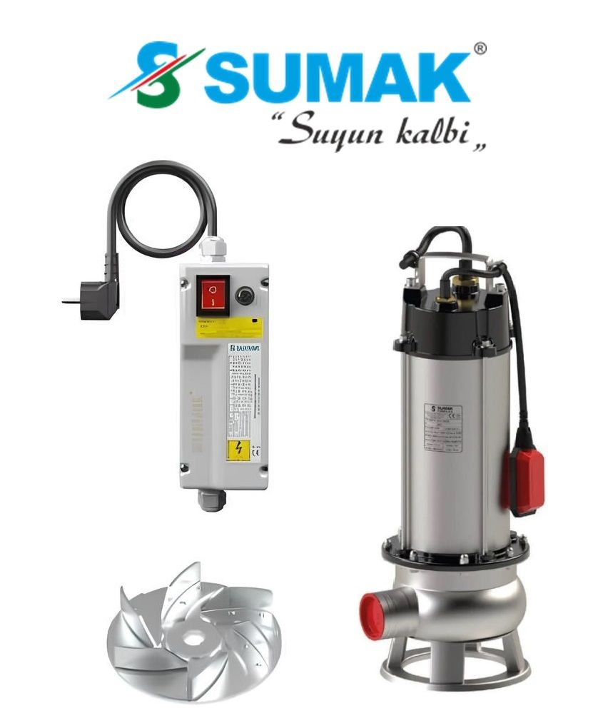 SUMAK, SDFV 20/2 İNOX, 220V, 2.2HP, PASLANMAZ, FOSEPTİK DALGIÇ POMPA