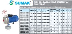 SUMAK, SMINOX/K-100/1T , 1 HP, 380V, KAPALI ÇARKLI, PASLANMAZ, JET POMPA