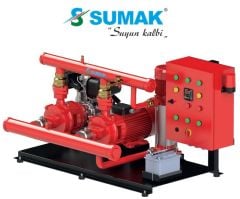 Sumak SMKT 750/2 EDJY  2X7.5 Hp, 1X1.8 Hp  Otomatik ve Manuel Marşlı Dizel + Elektrikli + Joker Pompalı Yangın Söndürme Hidroforu