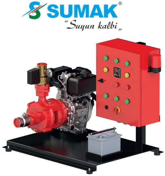 Sumak SMKT 750 DY  1X7.5 Hp  Otomatik ve Manuel Marşlı  Tek Yatay Pompalı Dizel Yangın Söndürme Hidroforu