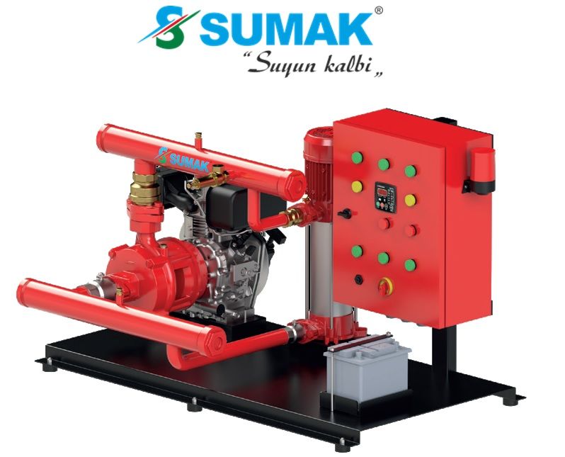 Sumak SMKT 750 EJY  1X7.5 Hp-1X1.8 Hp  380V  Elektrikli ve Joker Pompalı Yangın Söndürme Hidroforu