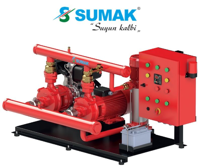 Sumak SMKT 750 EEJY  2X7.5 Hp-1X1.8 Hp  380V  Elektrikli+Elektrikli ve Joker Pompalı Yangın Söndürme Hidroforu
