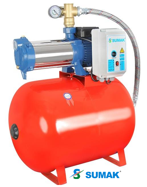 SYMTH12-300/6 3.HP 380V 100 LT TANKLI YATAY KADEMELİ SESSİZ PAKET HİDROFOR