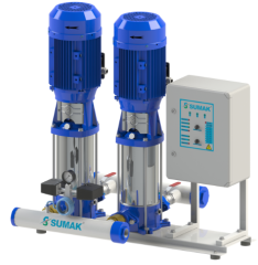 SHTPD8 B 300/10 2x3  HP 380V ÇİFT POMPALI DÜŞEY MİLLİ PASLANMAZ ÇARK VE DİFÜZÖRLÜ HİDROFOR