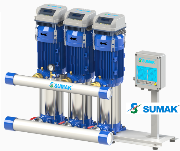 SHT8C 300/8 FK 3x3 HP 380V ÜÇ POMPALI DÜŞEY MİLLİ FREKANS KONTROLLÜ HİDROFOR