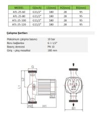 Atlas  VFPUMP 25   DN25  ATL-25-100  Frekans Konvertörlü Sirkülasyon Pompa