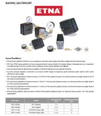 Etna PA4 Tahliyesiz  (2-8 Bar basınç aralığı) Hidrofor Ve Pompa Otomatik Basınç Şalteri