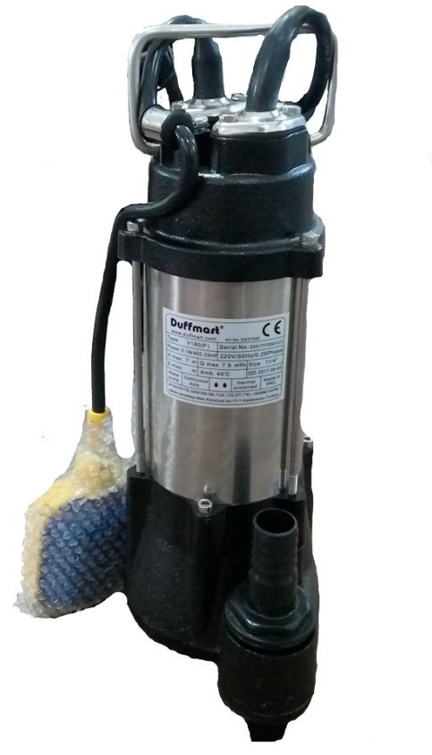 DUFFMART V180FS - 0.25 HP- 220V - Pis Su Foseptik Parçalayıcılı Açık Fanlı Dalgıç Pompa