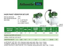 Atlantis Blu JCP100-ST  1 Hp 220V  24 litre Yatık Tanklı Hazır Jet Pompalı Paket Hidrofor Seti