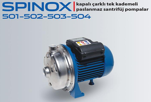 STAR  SPİNOX 501-T - 1 HP 380V KOMPLE PASLANMAZ KAPALI ÇARKLI SANTRİFÜJ POMPA