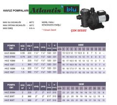 ATLANTİS HVZ 050M - 0.50 HP 220V ÖN FİLTRELİ HAVUZ POMPASI