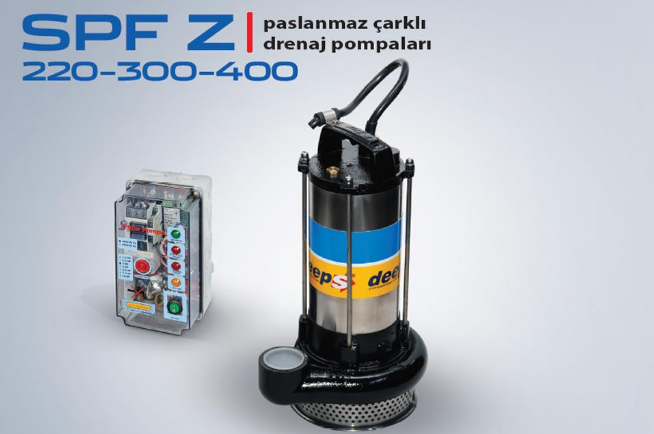 STAR SPF Z 220 M+PANO 2.HP 220V PASLANMAZ ÇARKLI DRENAJ DALGIÇ POMPA