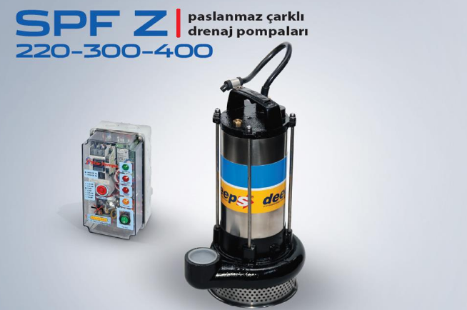 STAR SPF Z 300 M+PANO 3.HP 220V PASLANMAZ ÇARKLI DRENAJ DALGIÇ POMPA