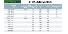 Atlantis 4ATB 100M  1Hp 220V  4'' Dalgıç Motor