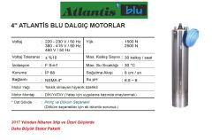 Atlantis 4ATB 100T  1Hp 380V  4'' Dalgıç Motor