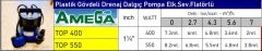 Amega TOP 550  550W Plastik Gövdeli Temiz Su Elektrikli Seviye Flatörlü Drenaj Dalgıç Pompa