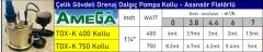 Amega TOX-K 400 Kollu  400W Çelik Gövdeli Temiz Su Asansör Flatörlü Drenaj Dalgıç Pompa