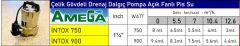 Amega İNTOX 900  900W Çelik Gövdeli Açık Fanlı Pis Atık Su Drenaj Dalgıç Pompa