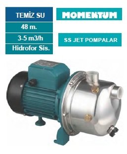 Momentum  PJm101C   1Hp  220V  Paslanmaz Gövdeli Jet Pompa