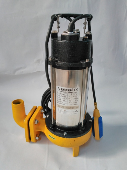 VORTEX CUT 1800 AF T - 2.5 HP 380V ÖĞÜTÜCÜLÜ PASLANMAZ ÇELİK BIÇAKLI PİS SU FOSEPTİK DALGIÇ POMPA