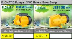 Flomatic Jet 100 M  1Hp 220V  Jet Pompa - 9 mt. Emişli