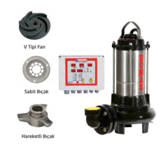 DOMAK AST1025 B5 - 7.5 HP 380V PARÇALAYICI BIÇAKLI ATIK SU DALGIÇ POMPA