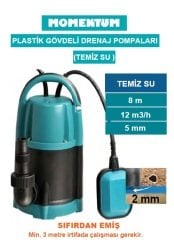 MOMENTUM PKS-400PA -400W-220V- PLASTİK GÖVDELİ TEMİZ SU DRENAJ DALGIÇ  POMPASI