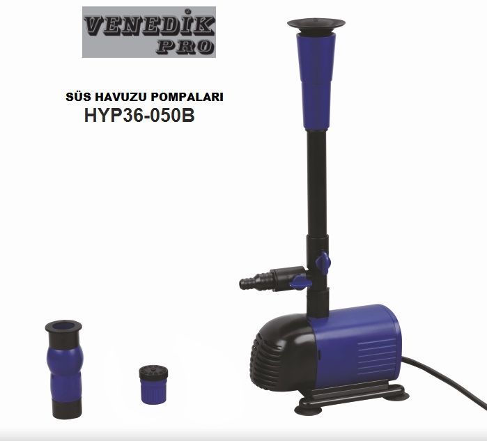 Venedik Pro HYP36-050B  50W 220V Paslanmaz Çelik Gövdeli Süs Havuzu Fıskiye Pompası (4 Nazıllı)