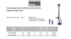 Venedik Pro HYP50-075B  75W 220V Paslanmaz Çelik Gövdeli Süs Havuzu Fıskiye Pompası (3 Nazıllı)