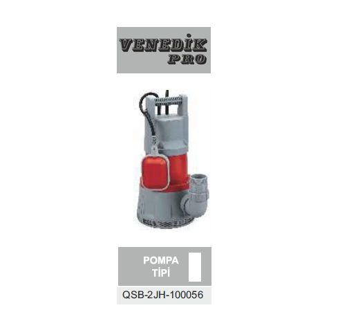 Venedik Pro QSB-2JH-100056  1000W 220V Plastik Gövdeli 2'' Keson Kuyu Dalgıç Pompa (Yüksek Debili)