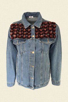 Copper Flower Embroidered Light Color Jean Jacket
