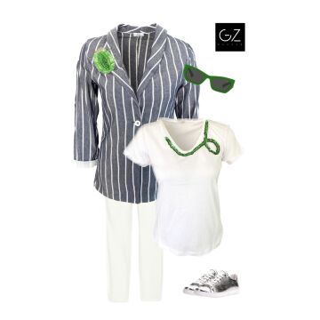 Green Beetle Linen Jacket Combination
