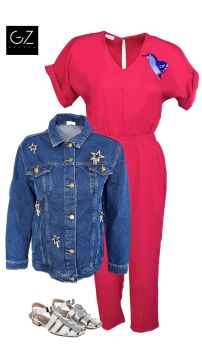 Pink Jumpsuit & Yıldız Jean Jacket Combination