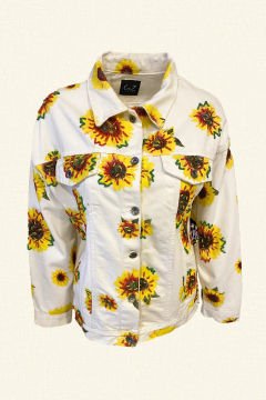 Hand Painted Jean Jacket | Sunflower