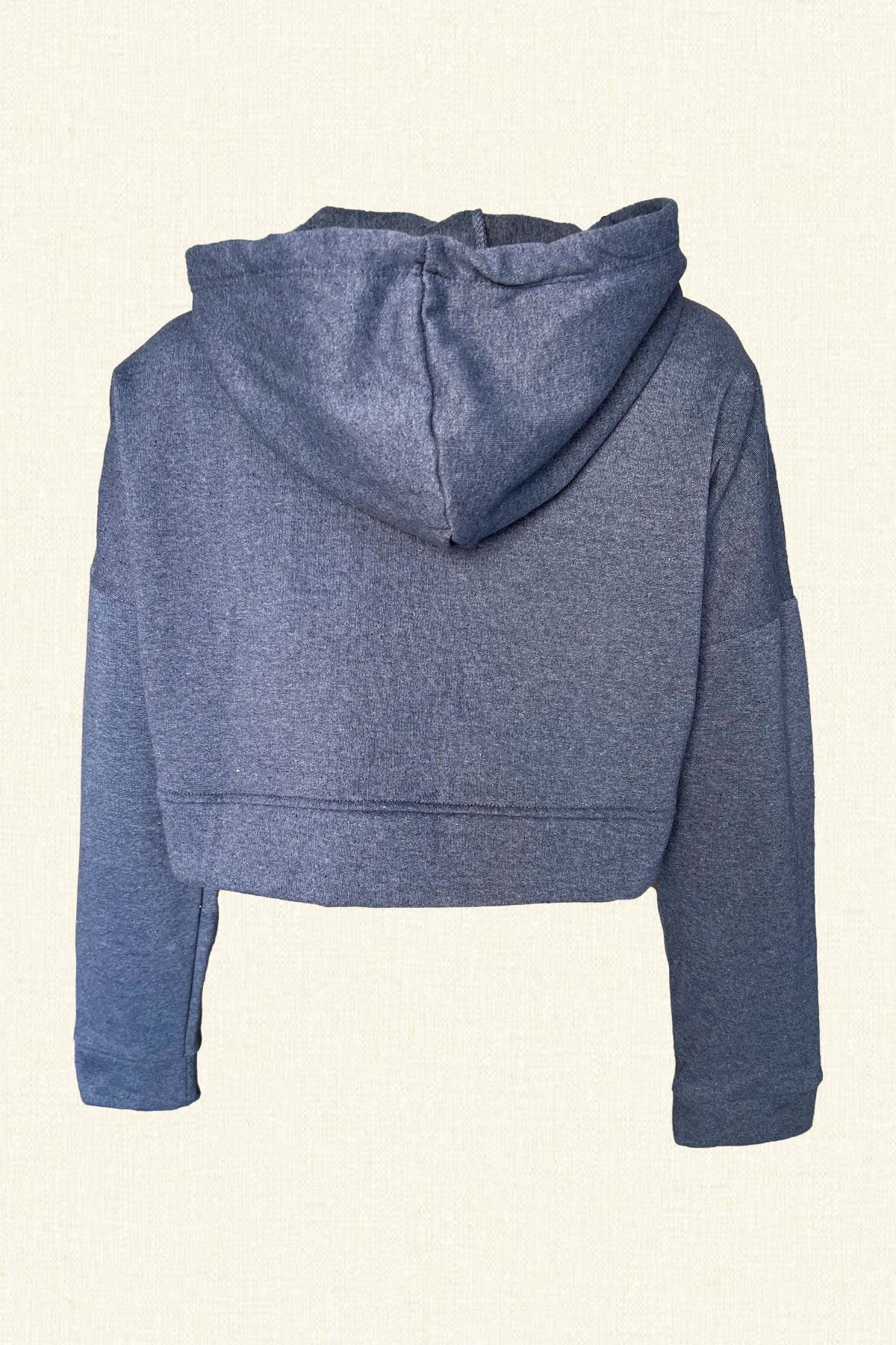 Beyaz İşlemeli Mavi Kapüşonlu Oversize Sweatshirt