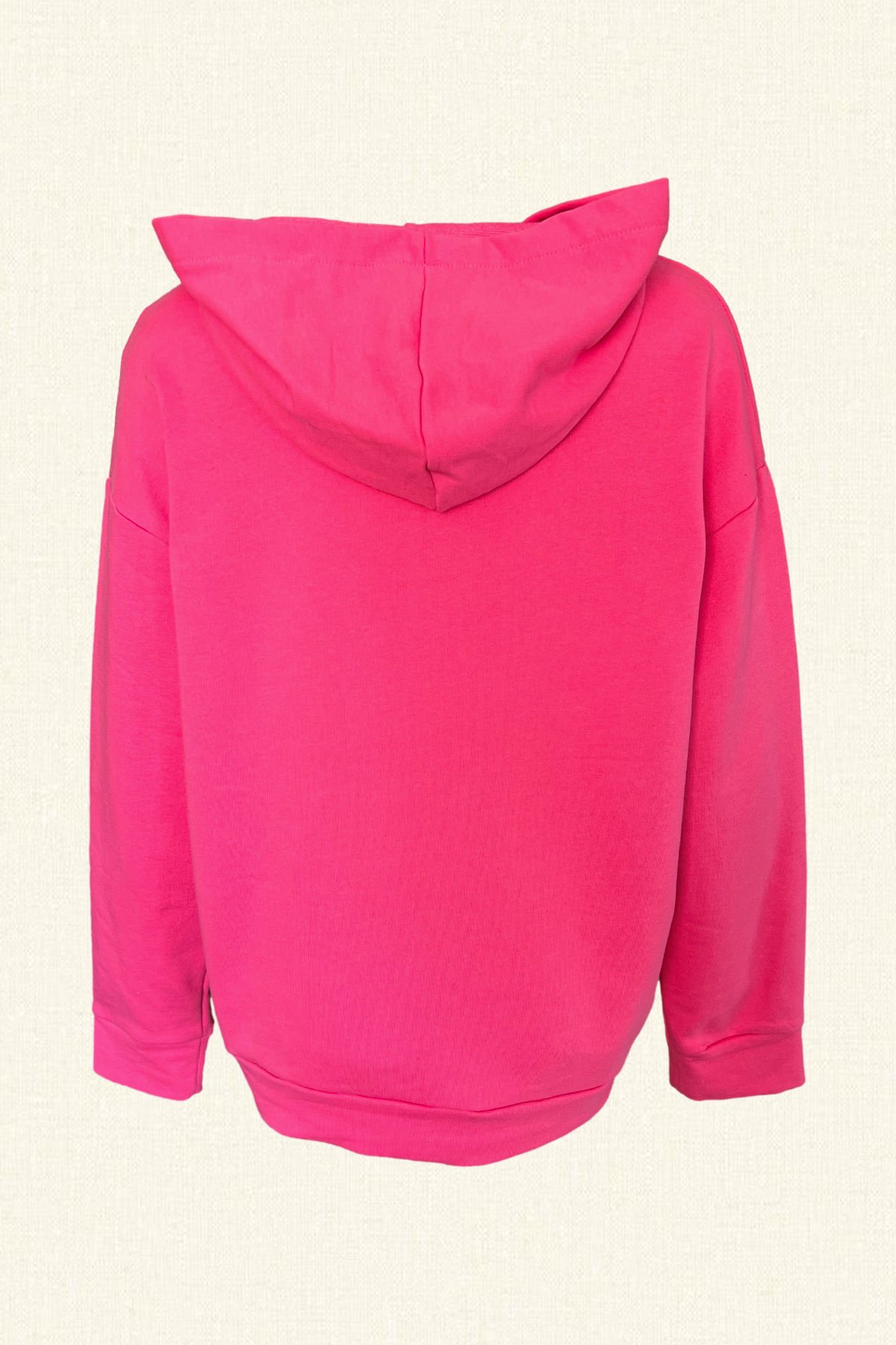 Renkli Bonibon İşlemeli Pembe Renk Oversize Kapüşonlu Sweatshirt