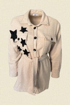 Black Star Embroidered Ecru Jacket