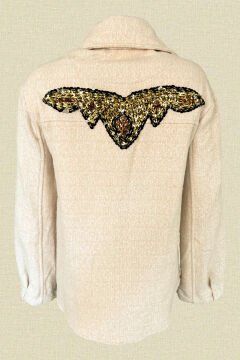 Ecru Color Jacket with Sequin Embroidered Back