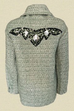 Green Color Jacket with Sequin Embroidered Back