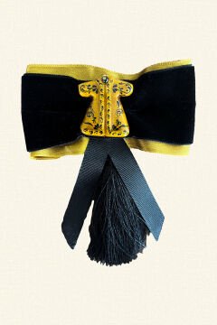 Black Velvet Brooch with Ceramic Kaftan Detail