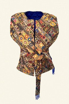 Double Sided Blue Quilted Puffer Vest with Waist Belt