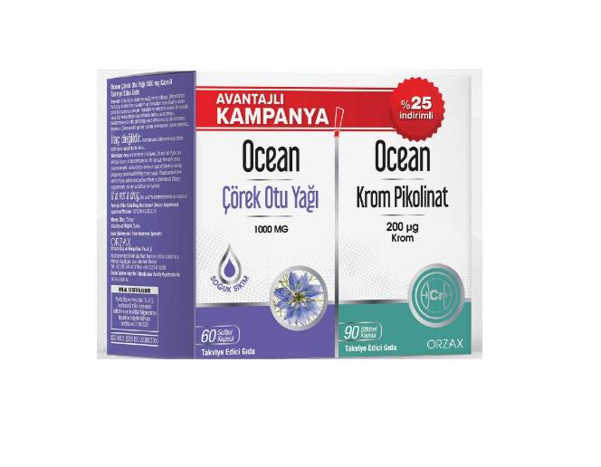 Ocean Çörek Otu Yağı 60 Kapsül + Ocean Krom Pikolinat 90 Kapsül