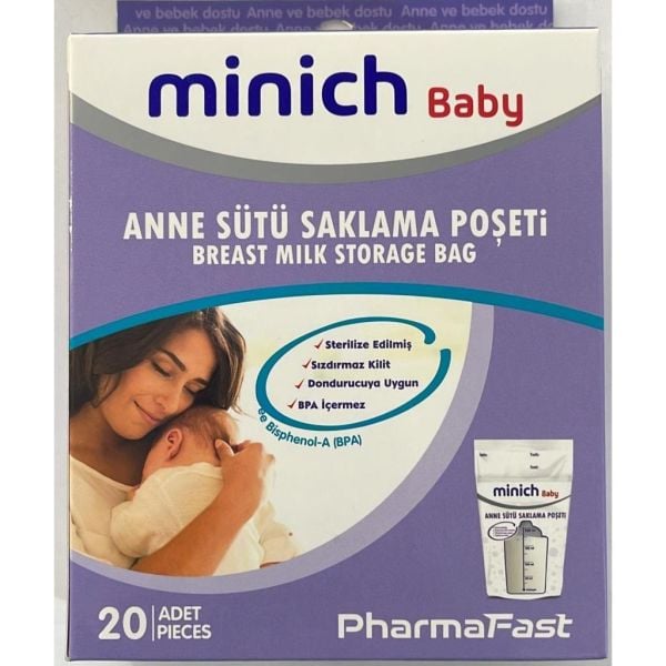 Minich Baby Anne Sütü Saklama Poşeti 20 Adet