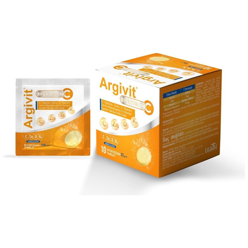 Argivit Vitamin C, Çinko, Vitamin D ve K2 10 Saşe