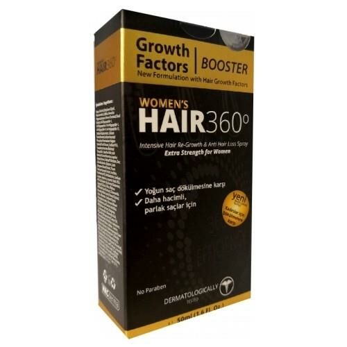 KRCDerma Hair 360 Women's Growth Factors Booster Hair Sprey 50ml - Kadınlar İçin Saç Spreyi