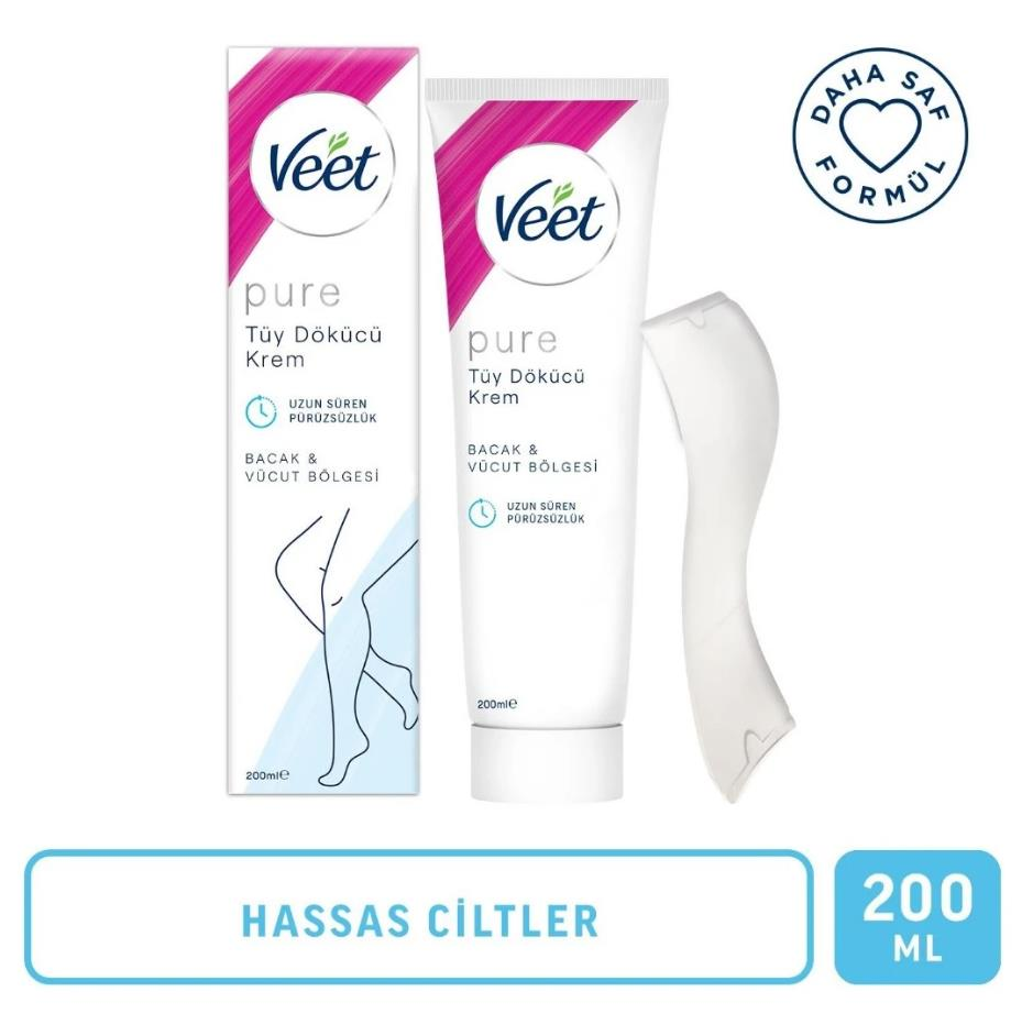 Veet Pure Tüy Dökücü Krem Hassas Ciltler Bacak ve Vücut Bölgesi 200 ml