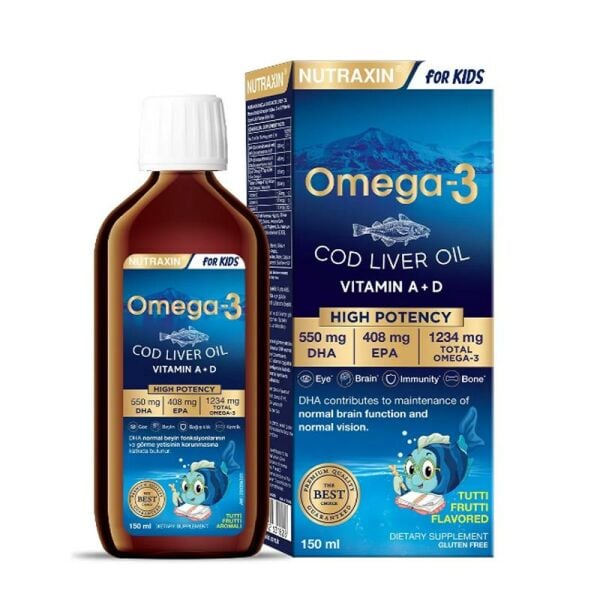 Nutraxin Omega-3 Çocuklar için Karışık Meyve Aromalı Balık Yağı 150 ml